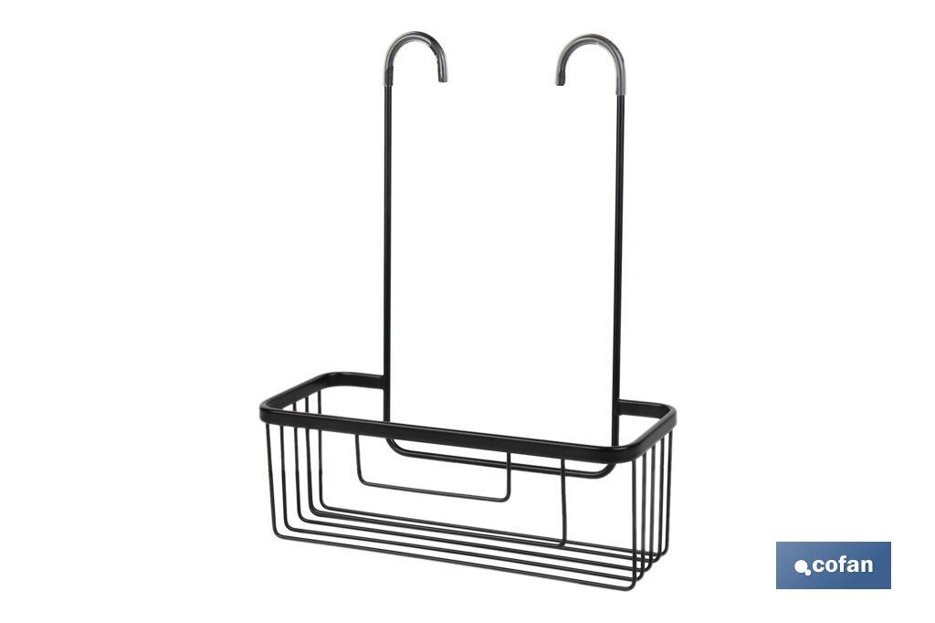 Cesto de Ducha | Estante en Color Negro Mate | Sin Taladro | Medidas: 30 x 12 x 10 cm y Altura 38 cm - Cofan