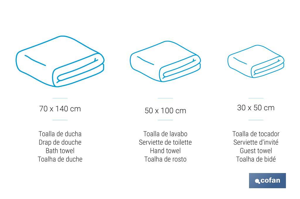 Juego de 3 toallas de color beige con 580 g/m2 | Gama Abisinia | Set de toallas 100 % de algodón - Cofan