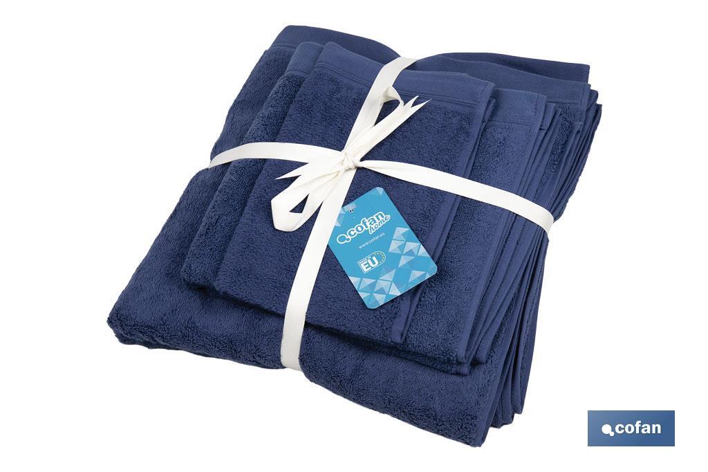 Set of 3 navy-blue bath towels with 580g/m2 | Marin range | Set of bath towels made of 100% cotton - Cofan