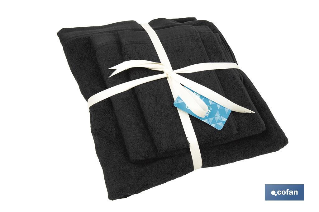 Set of 3 black bath towels with 580g/m2 | Brillante range | Set of bath towels made of 100% cotton - Cofan