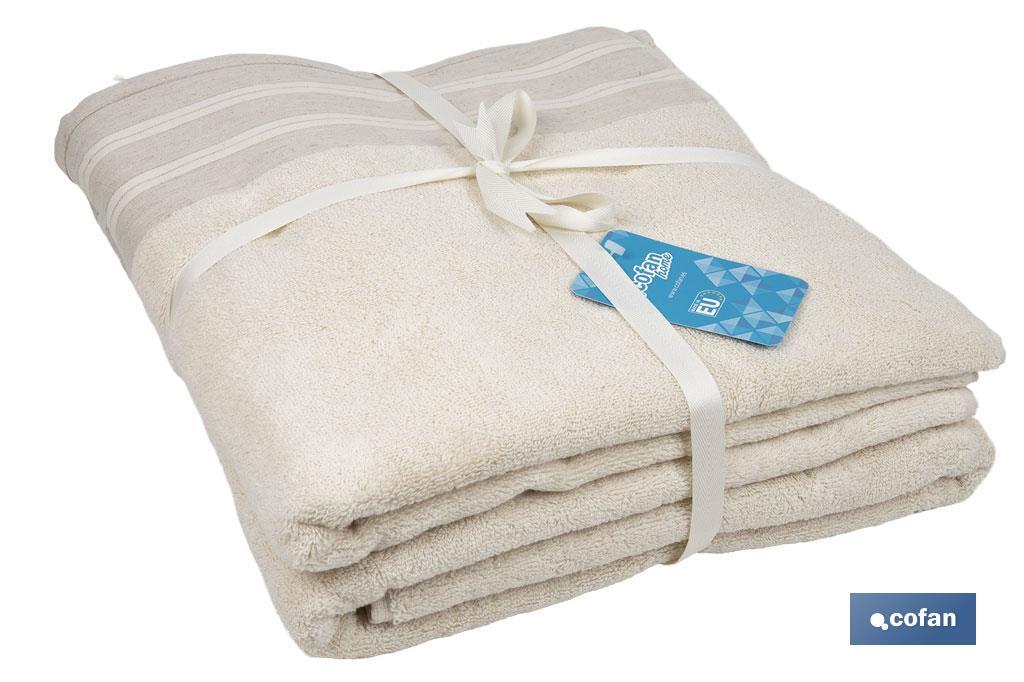 Conjunto de 2 toalhas de cor nature com 600 g/m2 | Gama Inspiración | Conjunto de toalhas 95% algodão e 5% linho  - Cofan