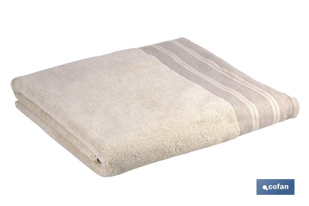 Conjunto de 2 toalhas de cor nature com 600 g/m2 | Gama Inspiración | Conjunto de toalhas 95% algodão e 5% linho  - Cofan