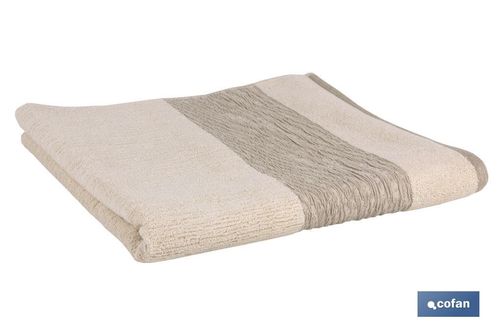 Juego de 3 toallas en color nature con 600 gr/m2 | Gama Alma | Set de toallas 95% algodón y 5% lino - Cofan