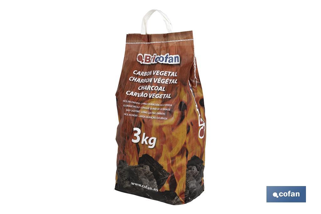 Sacchetto di carbone vegetale con manici | Peso: 3 kg | Rendimento elevato - Cofan