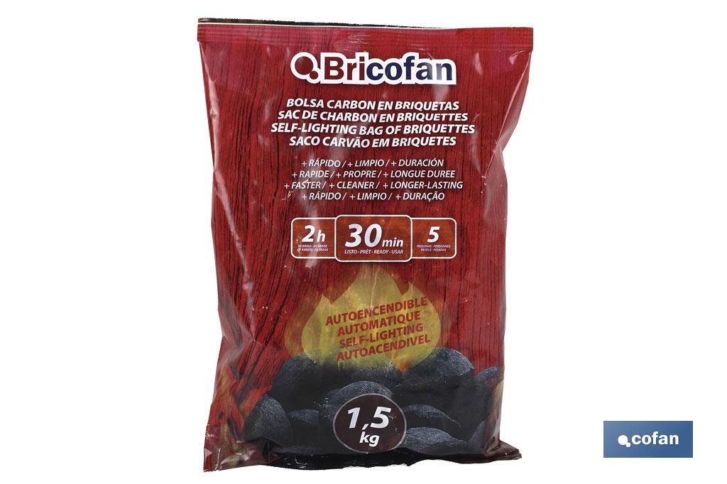 Bolsa carbon en briquetas autoencendibles | Peso 1,5 kgs - Cofan