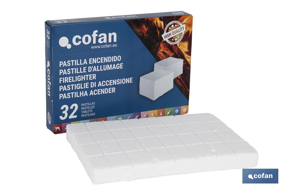 Pastilles d'allumage pour barbecue | Emballage de 32 unités | Rapide et propre - Cofan