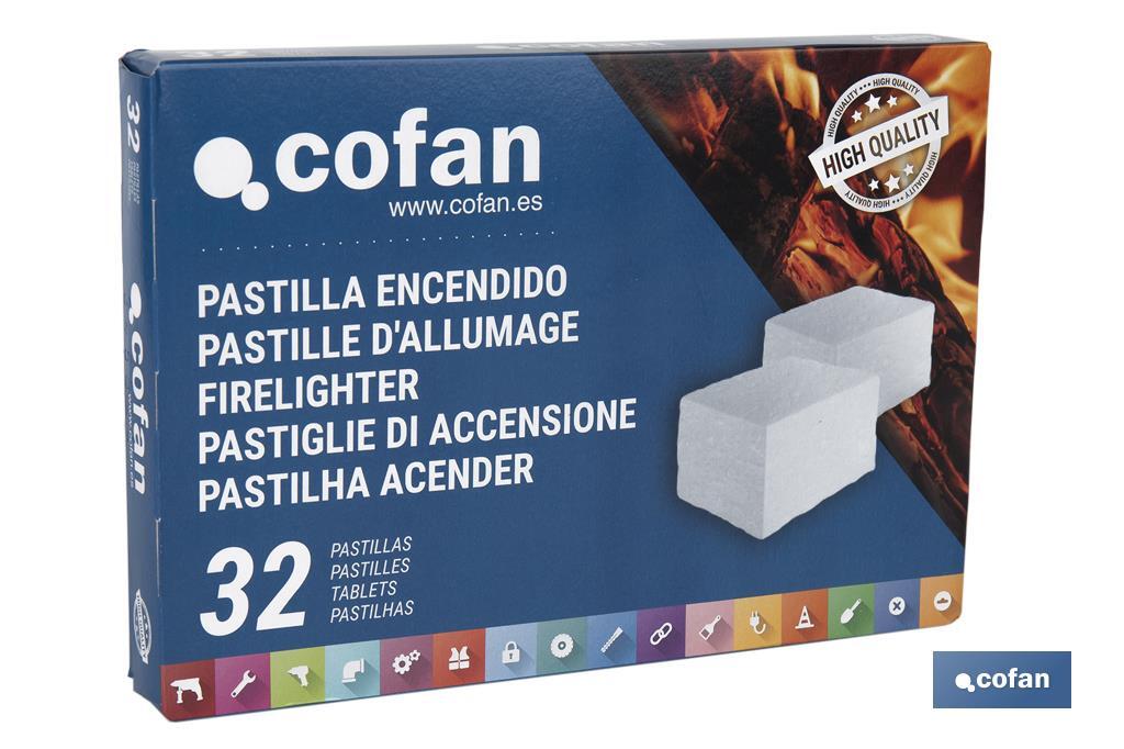 Pastilles d'allumage pour barbecue | Emballage de 32 unités | Rapide et propre - Cofan