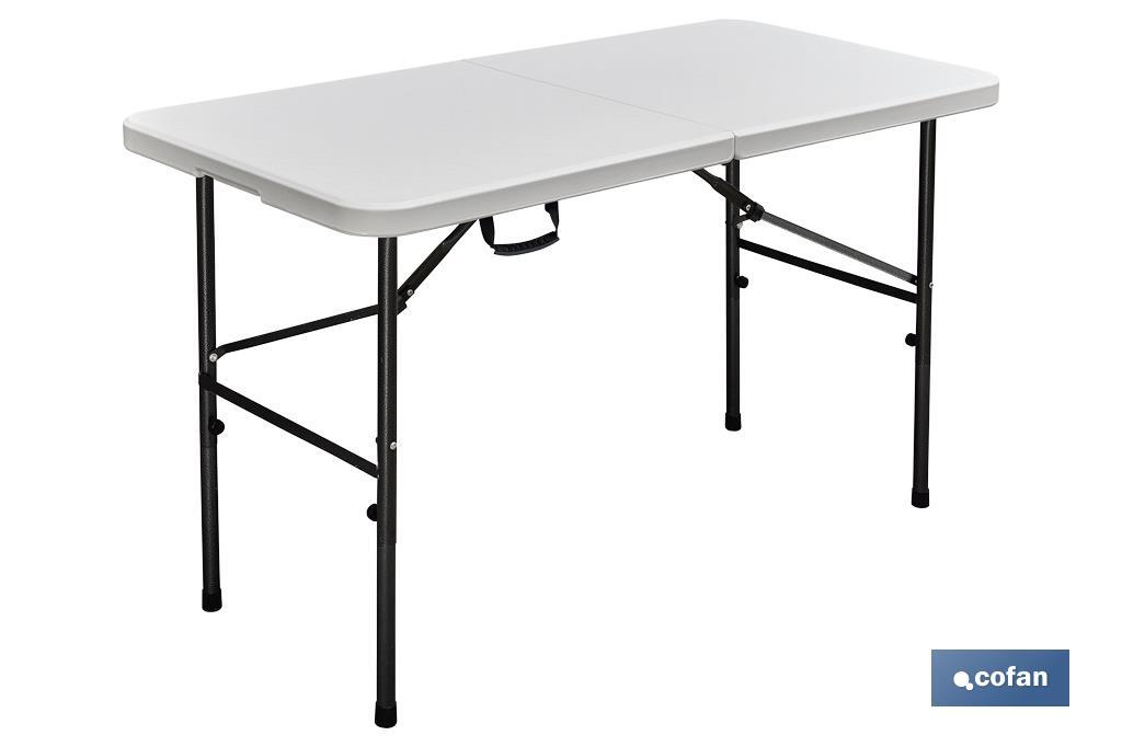 Folding rectangular table | White | Dimensions unfolded: 122 x 60 x 74cm - Cofan