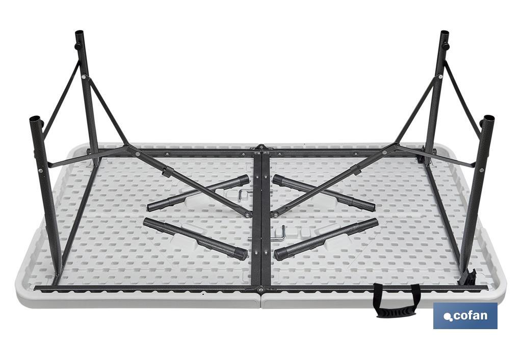 Folding rectangular table | White | Dimensions unfolded: 122 x 60 x 74cm - Cofan