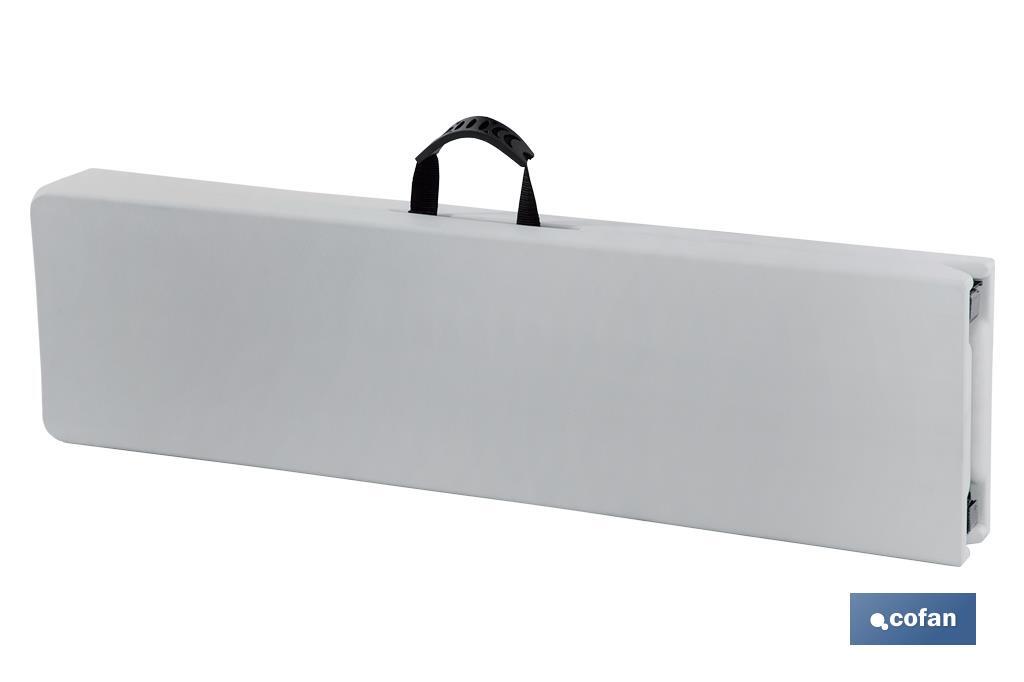 Banco plegable de color blanco | Peso máximo: 250 kg | Adecuado para 3 personas | Medidas abierto: 180 x 25 x 43 cm - Cofan