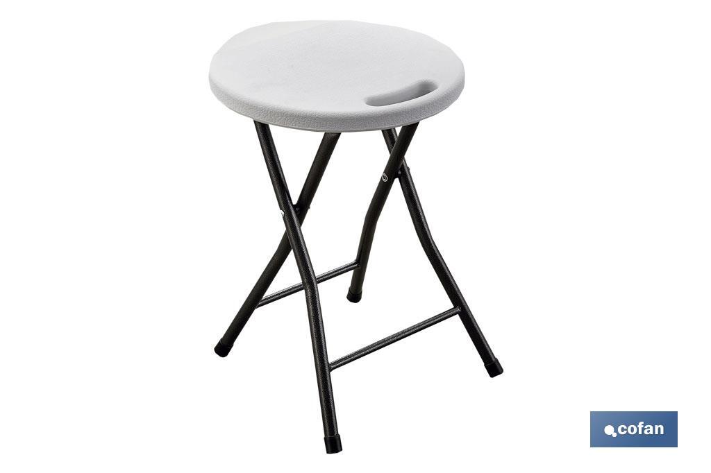 White folding stool | Suitable for indoor and outdoor use | Dimensions: 33 x 30cm wide x 46cm high - Cofan