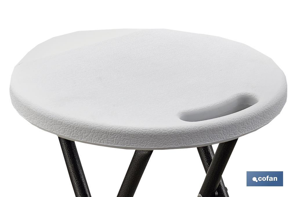 White folding stool | Suitable for indoor and outdoor use | Dimensions: 33 x 30cm wide x 46cm high - Cofan