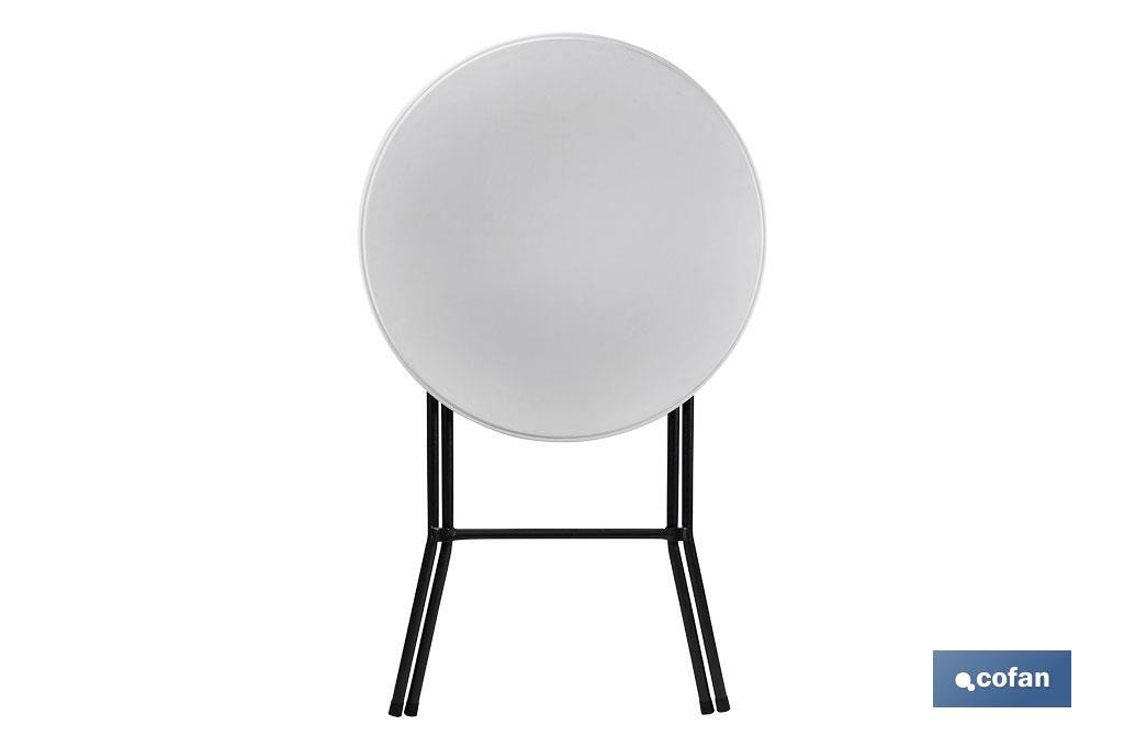 Mesa alta redonda dobrável de cor branca | Adequada para utilização no interior e no exterior | Dimensões: Ø80 x 110 cm  - Cofan