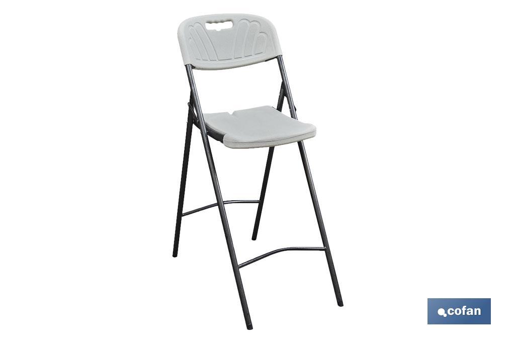 White folding bar stool | Suitable for indoor and outdoor use | Dimensions: 77 x 44 x 109cm  - Cofan