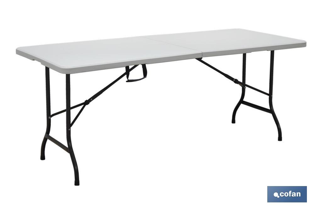 Mesa dobrável retangular com trava de segurança | Cor: branca | Disponível em dois tamanhos para escolher - Cofan