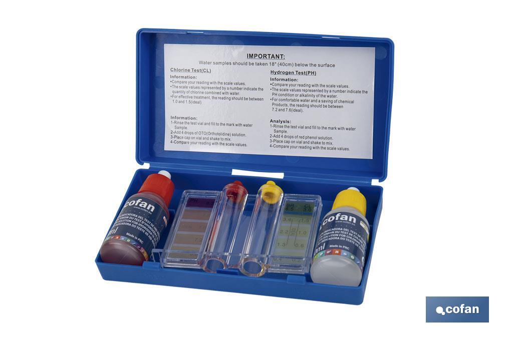 Kit con test de cloro y pH para piscinas | Medidor y analizador de agua - Cofan