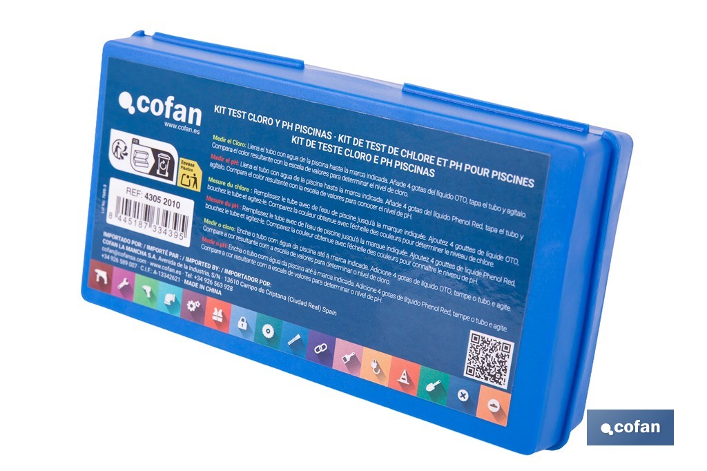 Kit avec test de chlore et pH pour piscines | Mesureur et analyseur d'eau - Cofan