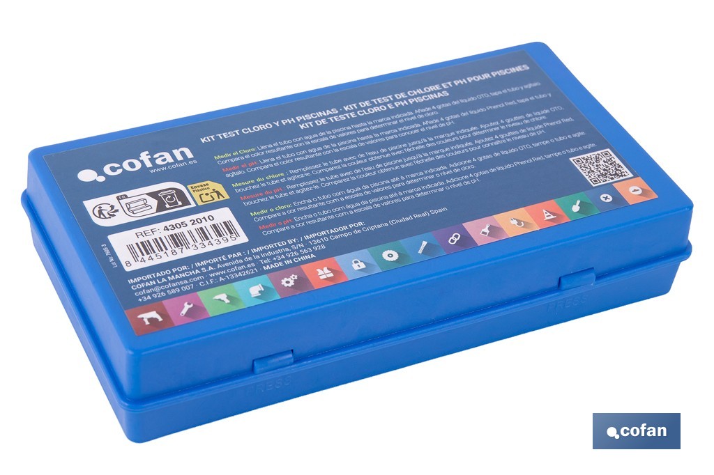 Kit avec test de chlore et pH pour piscines | Mesureur et analyseur d'eau - Cofan