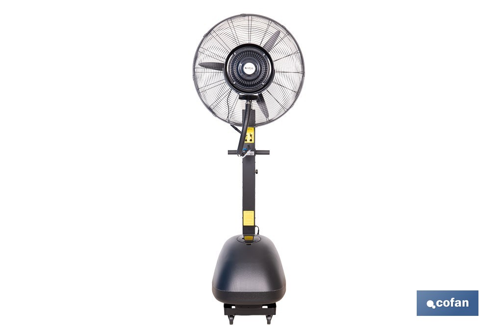 Ventilador industrial de pie con nebulizador | Depósito de 48 litros, 3 velocidades | Oscilación 90° y 3 aspas de aluminio - Cofan