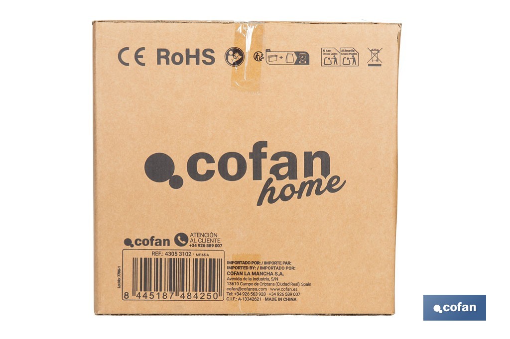 Ventilador industrial de pie con nebulizador | Depósito de 48 litros, 3 velocidades | Oscilación 90° y 3 aspas de aluminio - Cofan