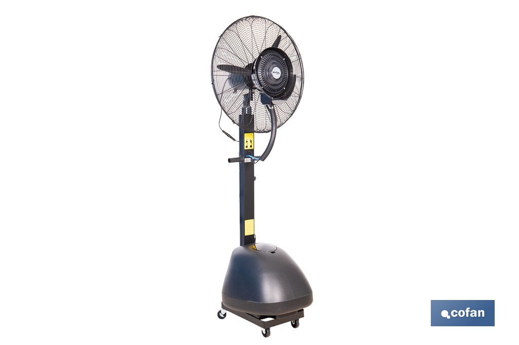 Ventilador industrial de pie con nebulizador | Depósito de 48 litros, 3 velocidades | Oscilación 90° y 3 aspas de aluminio - Cofan