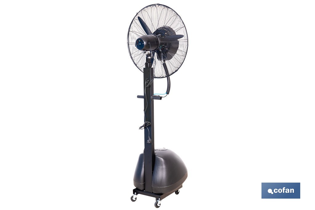 Ventilador industrial de pie con nebulizador | Depósito de 48 litros, 3 velocidades | Oscilación 90° y 3 aspas de aluminio - Cofan