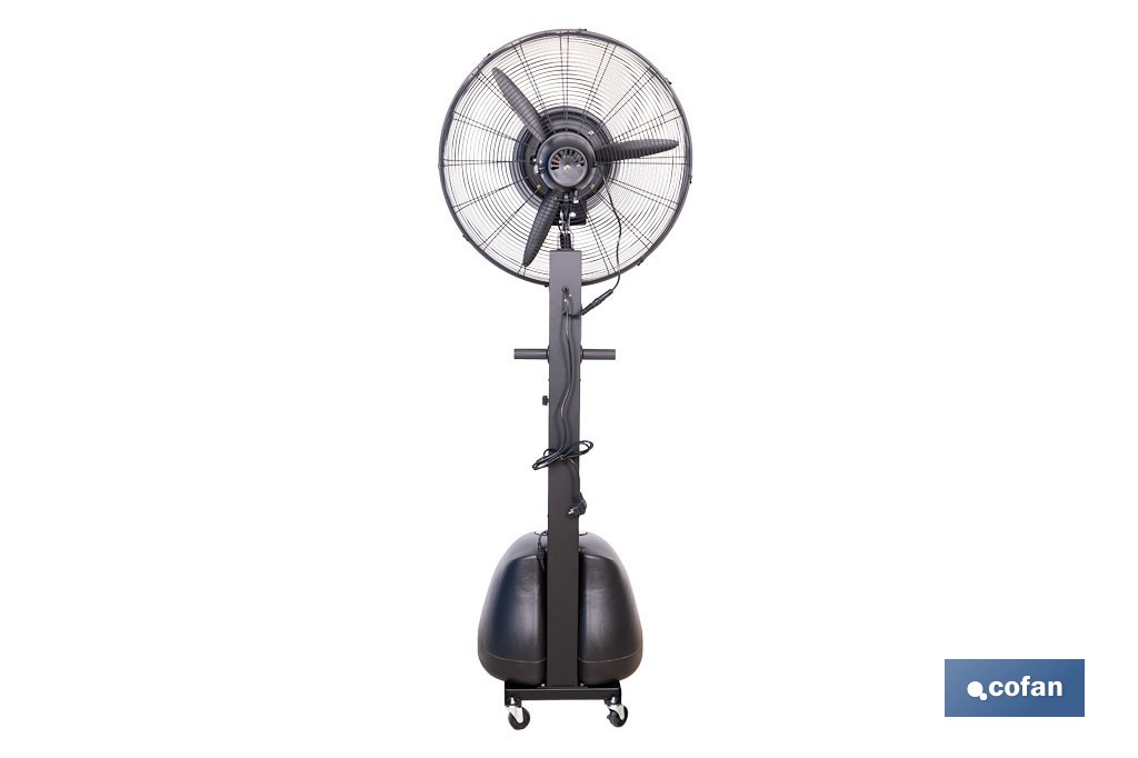 Ventilador industrial de pie con nebulizador | Depósito de 48 litros, 3 velocidades | Oscilación 90° y 3 aspas de aluminio - Cofan