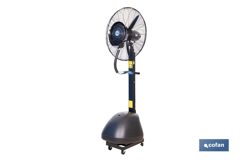 Ventilador industrial de pie con nebulizador | Depósito de 48 litros, 3 velocidades | Oscilación 90° y 3 aspas de aluminio - Cofan