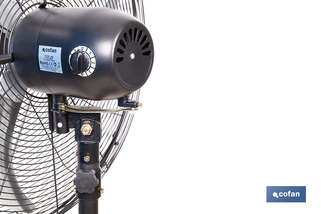 Ventilador de pie industrial con 3 velocidades | 3 aspas de aluminio, función de oscilación | Disponible en diferentes medidas y potencias - Cofan