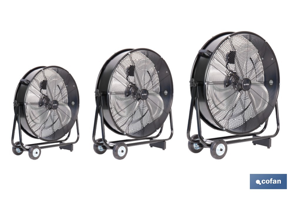 Ventilador industrial de suelo con 3 aspas | Potente motor con varias velocidades | Disponible en diferentes medidas y potencias - Cofan