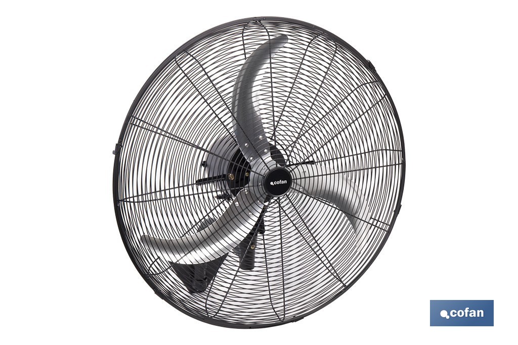 Ventilador de pared industrial con 3 velocidades | 3 aspas de aluminio, función de oscilación | Disponible en diferentes medidas y potencias - Cofan