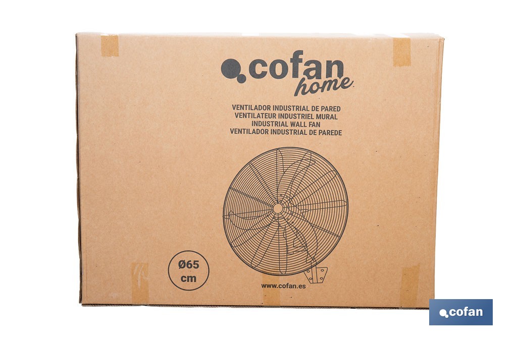 Ventilador de pared industrial con 3 velocidades | 3 aspas de aluminio, función de oscilación | Disponible en diferentes medidas y potencias - Cofan