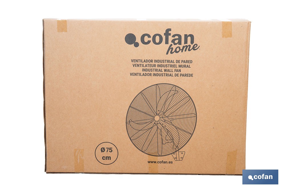 Ventilador de pared industrial con 3 velocidades | 3 aspas de aluminio, función de oscilación | Disponible en diferentes medidas y potencias - Cofan