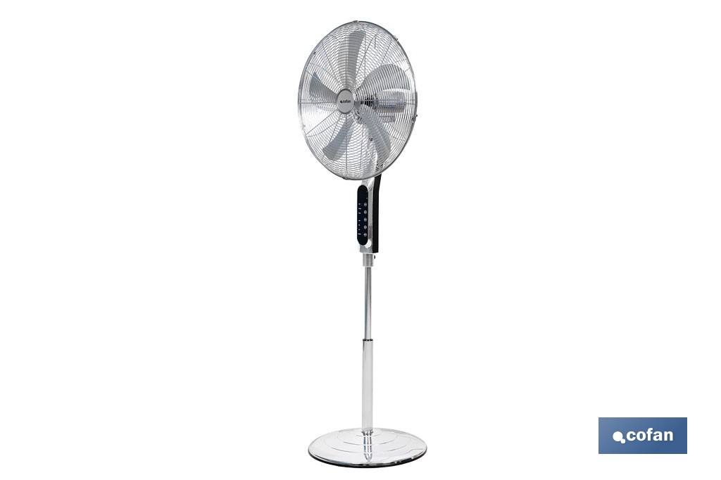 Ventilador de pie de 70 W con mando a distancia y 5 aspas | 3 velocidades, función oscilación, temporizador, 3 modos de ventilación | Disponible en diferentes colores - Cofan