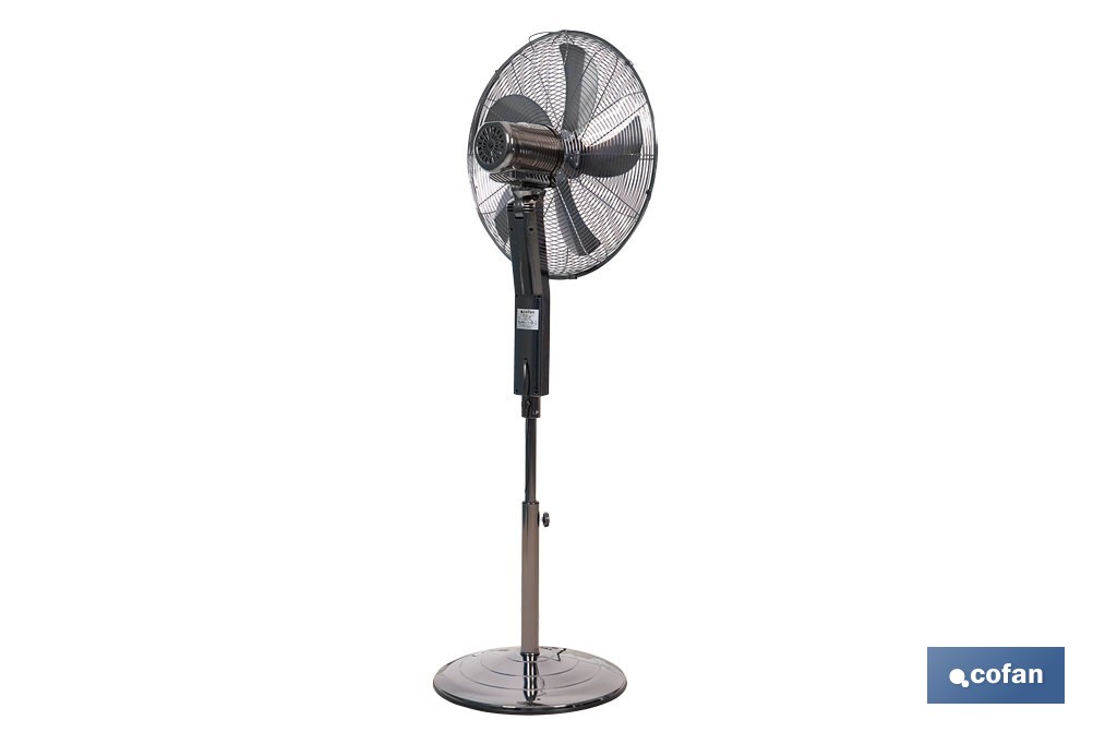 Ventilador de pie de 70 W con mando a distancia y 5 aspas | 3 velocidades, función oscilación, temporizador, 3 modos de ventilación | Disponible en diferentes colores - Cofan