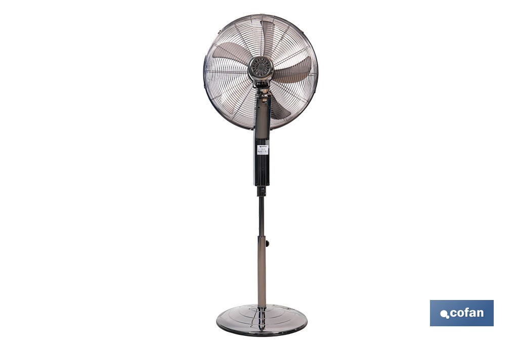 Ventilador de pie de 70 W con mando a distancia y 5 aspas | 3 velocidades, función oscilación, temporizador, 3 modos de ventilación | Disponible en diferentes colores - Cofan