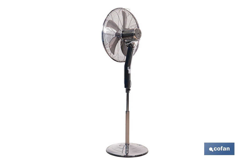 Ventilador de pie de 70 W con mando a distancia y 5 aspas | 3 velocidades, función oscilación, temporizador, 3 modos de ventilación | Disponible en diferentes colores - Cofan