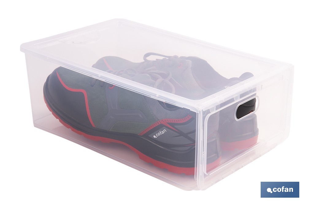 Zapatero apilable transparente | Organizador de zapatos | Medidas: 35,5 x 24,5 x 13,5 cm - Cofan