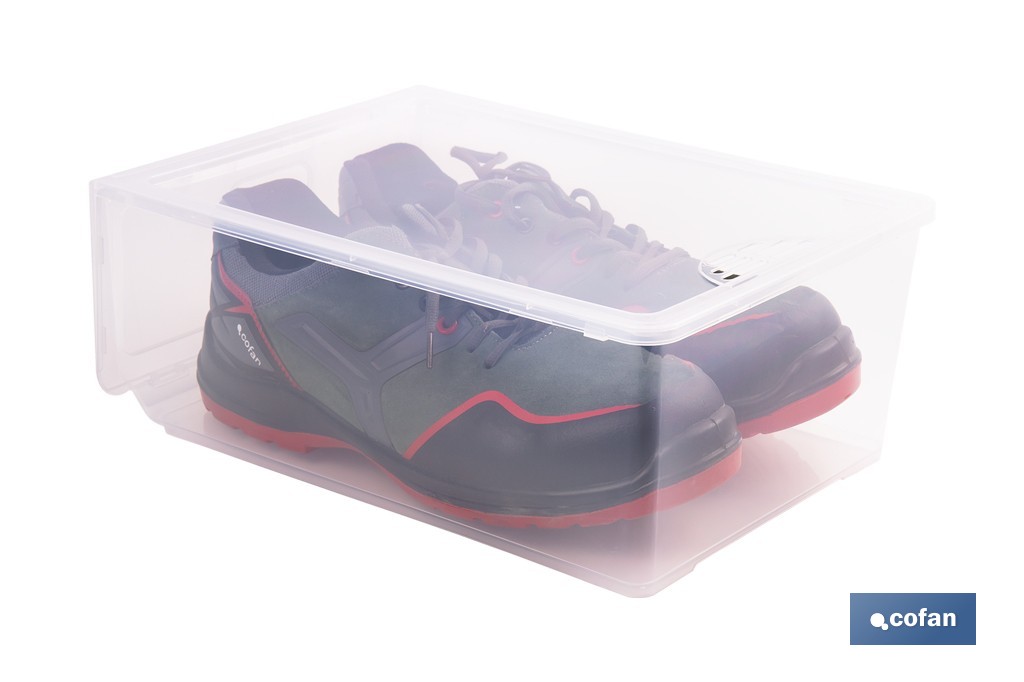 Zapatero apilable transparente | Organizador de zapatos | Medidas: 35,5 x 24,5 x 13,5 cm - Cofan