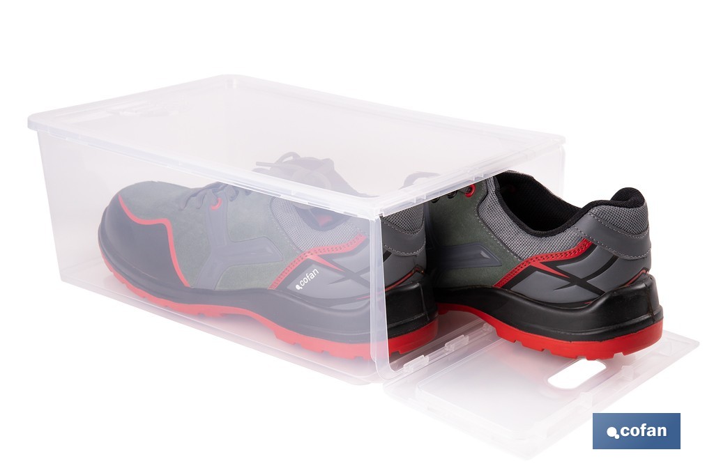 Zapatero apilable transparente | Organizador de zapatos | Medidas: 35,5 x 24,5 x 13,5 cm - Cofan