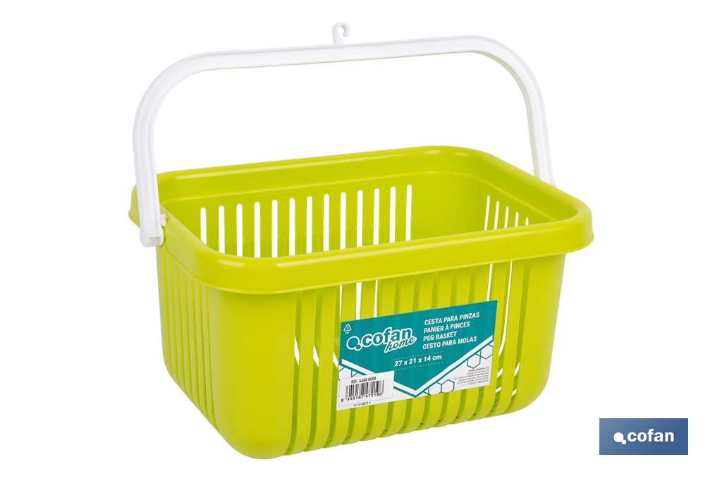 Cesta para pinzas de ropa con colgador | Almacenamiento para colada | Disponible en diferentes colores - Cofan