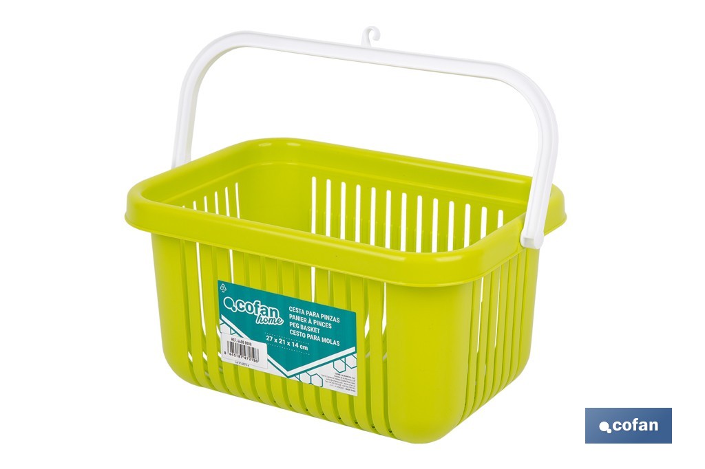 Cesta para pinzas de ropa con colgador | Almacenamiento para colada | Disponible en diferentes colores - Cofan