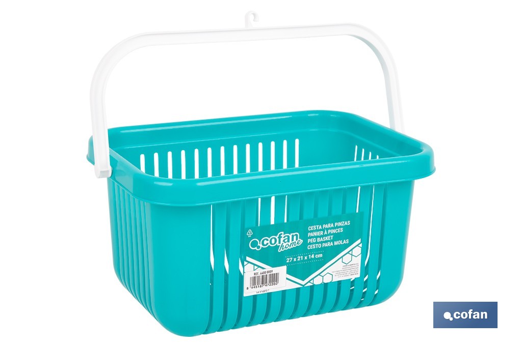 Cesta para pinzas de ropa con colgador | Almacenamiento para colada | Disponible en diferentes colores - Cofan