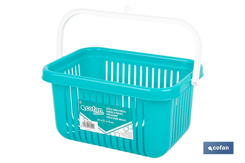 Cesta para pinzas de ropa con colgador | Almacenamiento para colada | Disponible en diferentes colores - Cofan