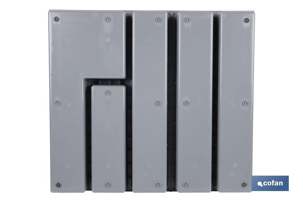 Organizador de cubiertos con separadores para cajón | Cubertero con 11 compartimentos y separadores modulares | Color: gris | Material: polipropileno - Cofan