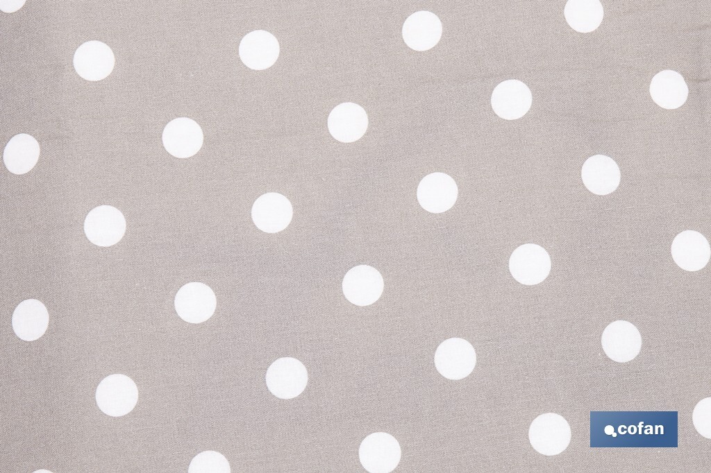Funda acolchada para tabla de planchar | Tamaño universal | Estampado de lunares blancos y fondo gris | Material: 100 % algodón | Refleja el vapor | Medidas: 135 x 53 cm - Cofan