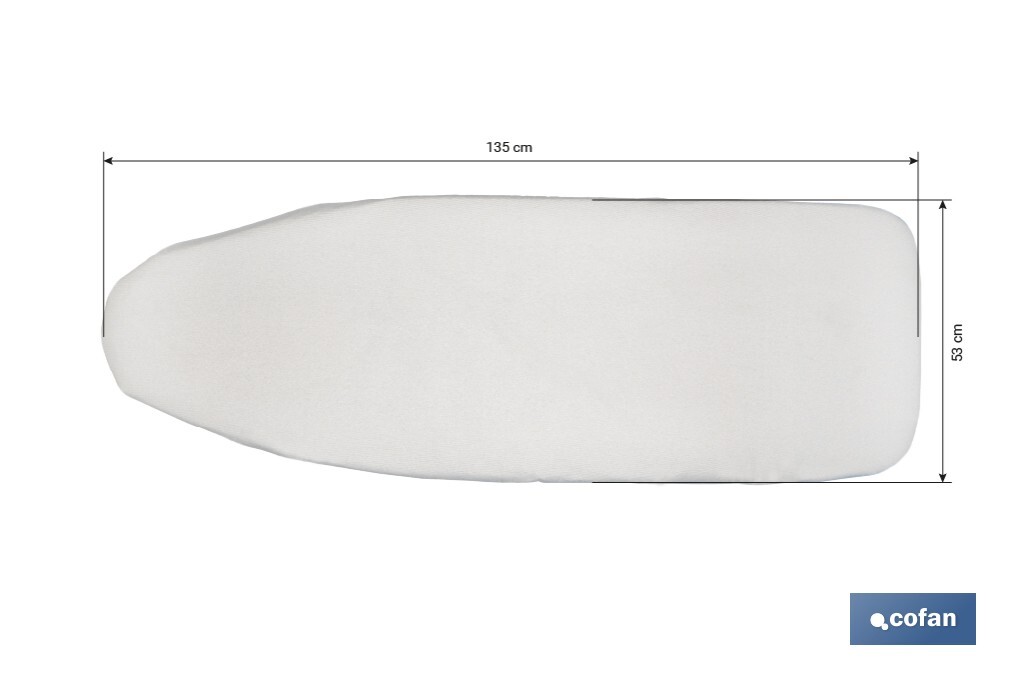 Cushioned ironing board cover | Colour: metallic grey | Material: 100% cotton | Reflects steam | Available in two different sizes - Cofan