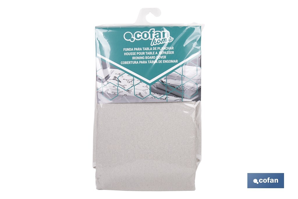 Cushioned ironing board cover | Colour: metallic grey | Material: 100% cotton | Reflects steam | Available in two different sizes - Cofan