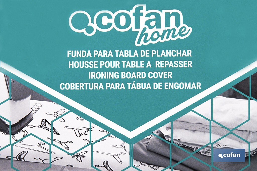 Cushioned ironing board cover | Colour: metallic grey | Material: 100% cotton | Reflects steam | Available in two different sizes - Cofan