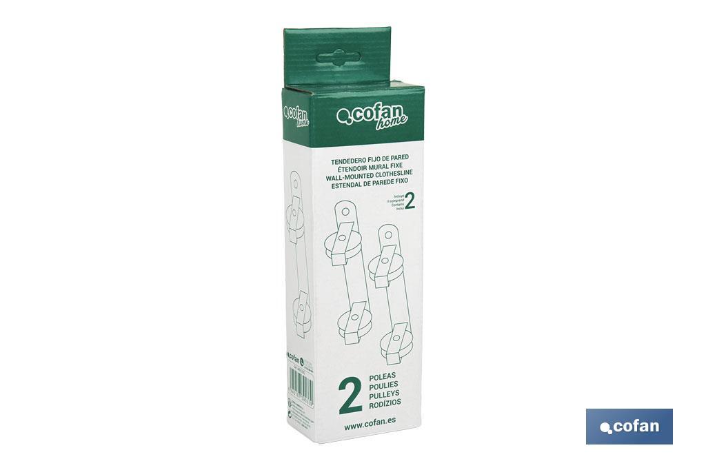 Estendal fixo de parede branco | Inclui duas peças com 2 ou 3 roldanas cada | Disponível em dois tamanhos - Cofan